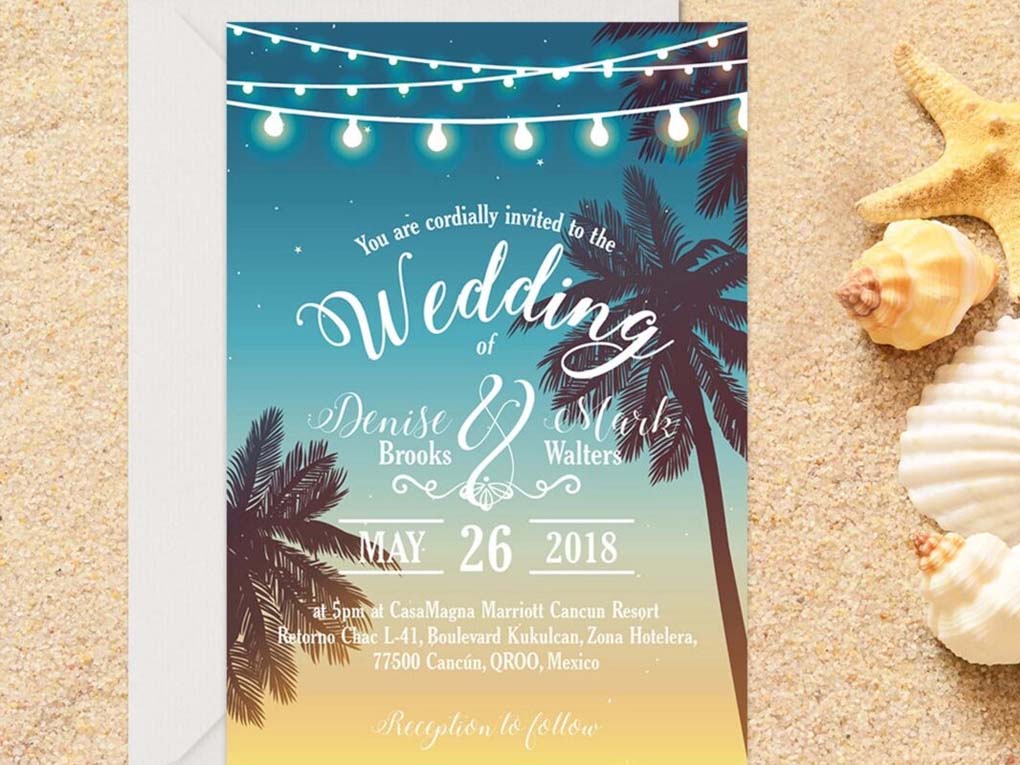 Mẫu thiệp cưới dành cho những đám cưới trên bãi biển
