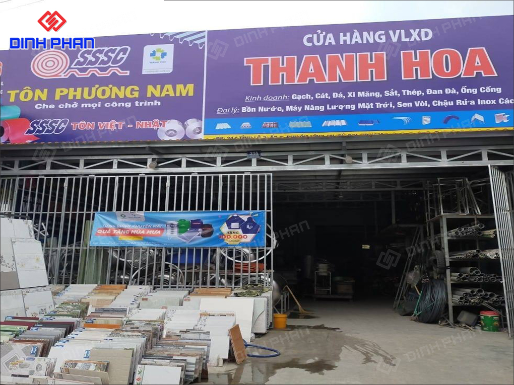 Biển hiệu cửa hàng vật liệu xây dựng in bạt