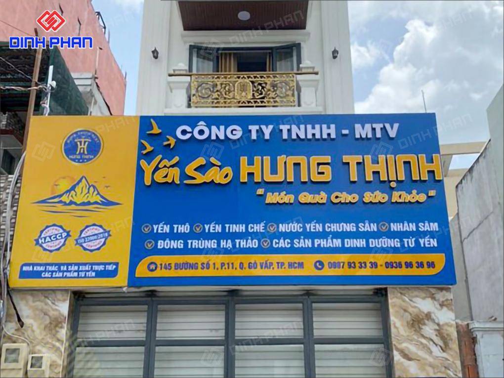 Biển hiệu yến sào chữ nổi