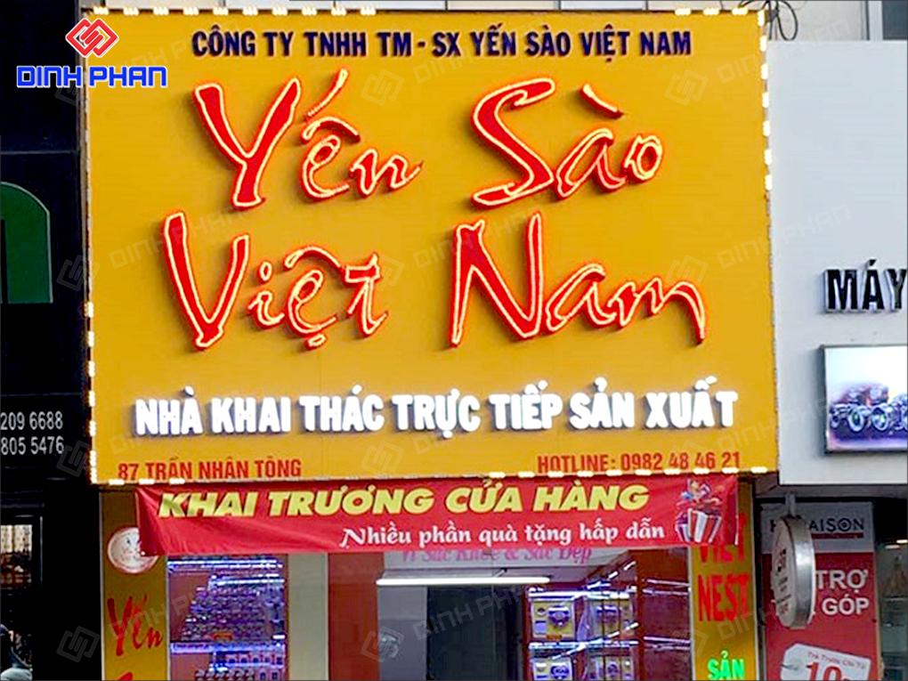 Biển hiệu yến sào chữ nổi