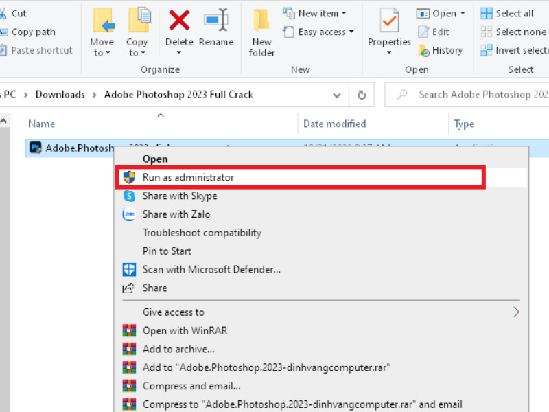 Mở file phần mềm sau khi đã giải nén