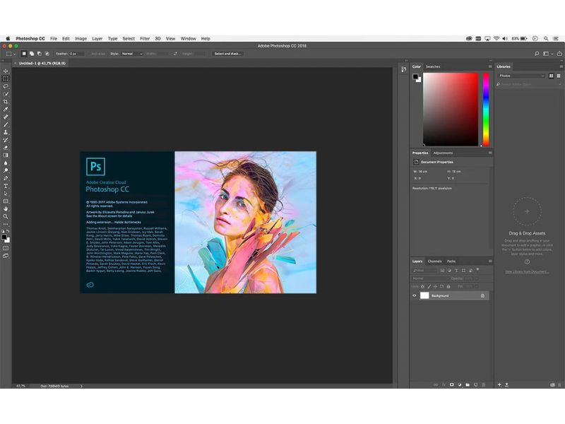 Giao diện Adobe Photoshop 2018
