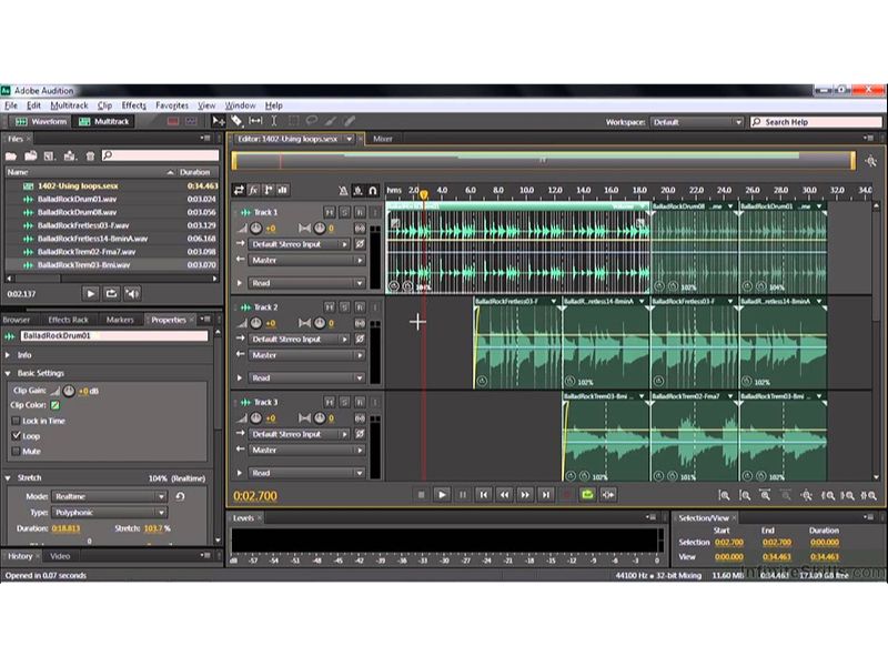 Giao diện của Adobe Audition 2017
