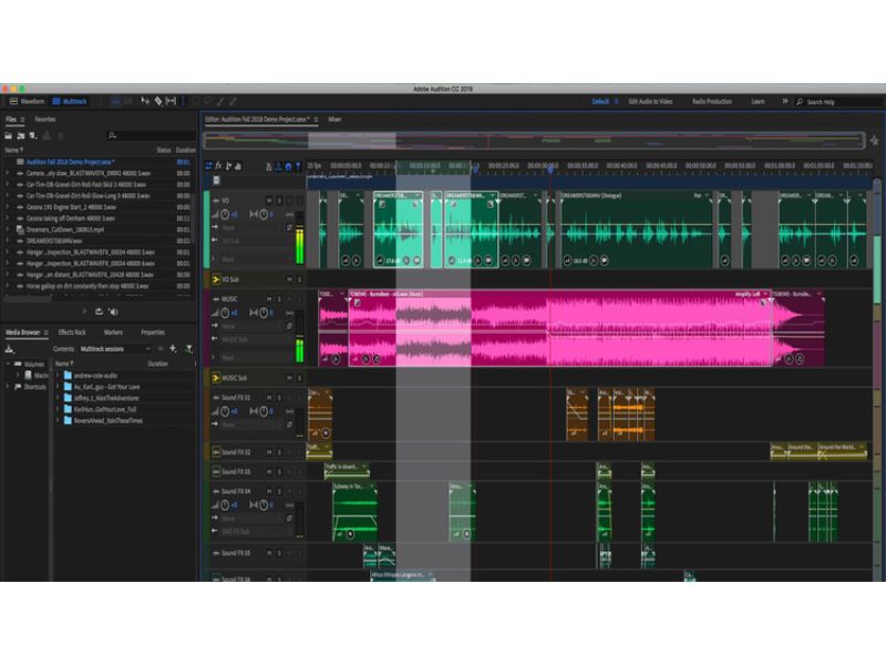 Giao diện của Adobe Audition 2020