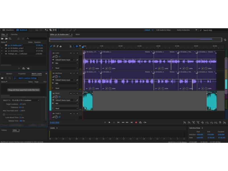 Giao diện của Adobe Audition 2024