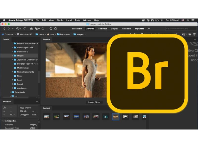 Giao diện của Adobe Bridge 2019