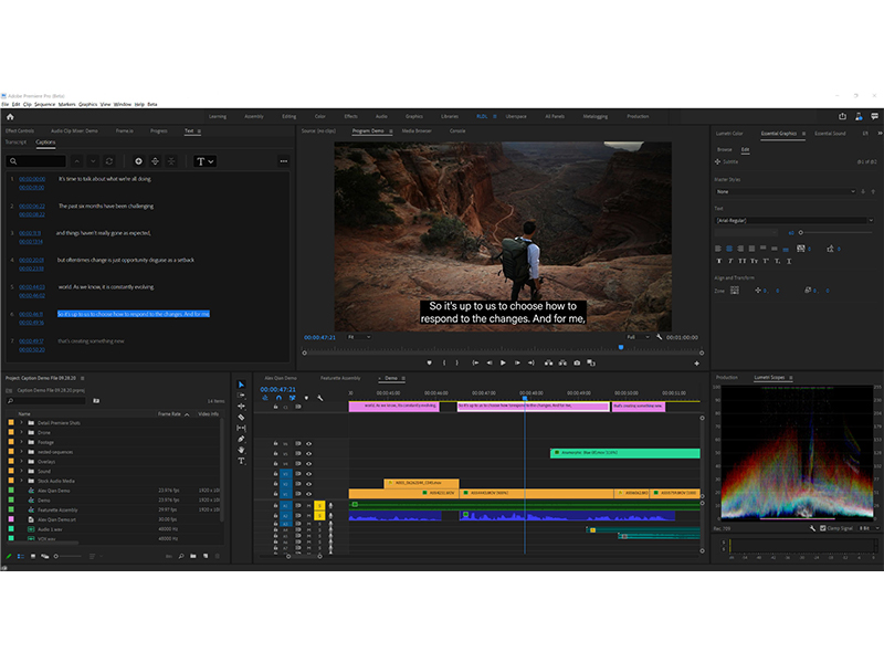 Giao diện của Adobe Premiere Pro CC 2022