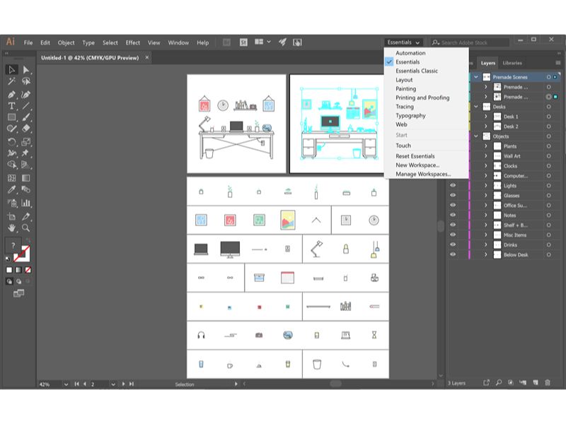 Giao diện của Adobe Illustrator CC 2024