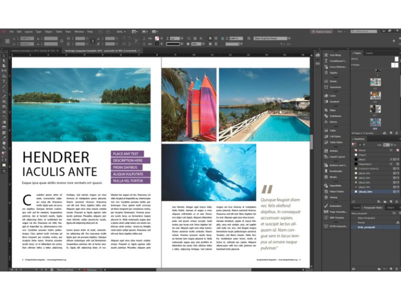 Giao diện của Adobe InDesign CC 2021