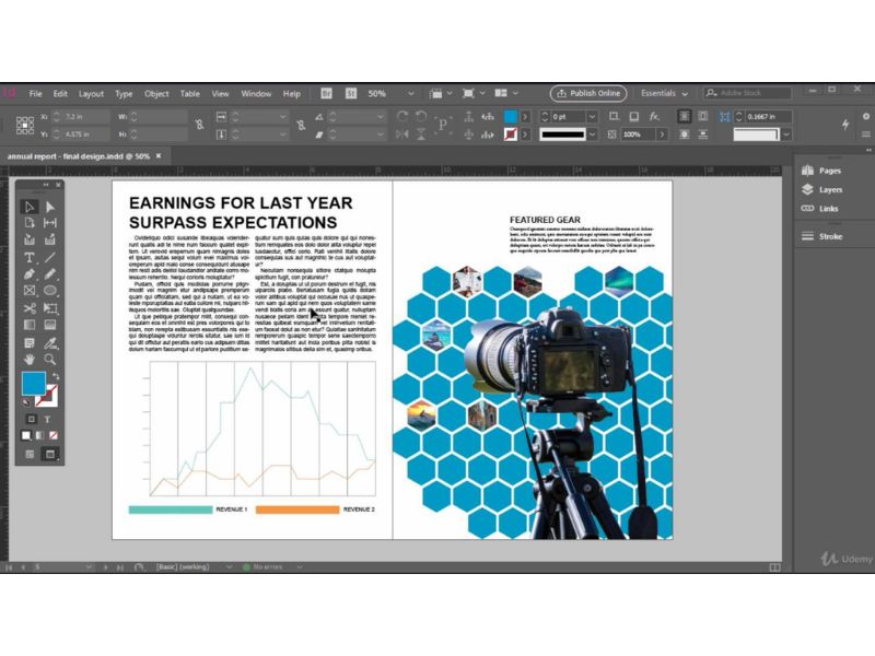 Giao diện của Adobe InDesign CC 2022 