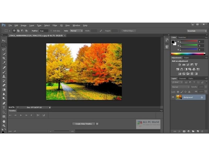 Giao diện của Adobe Photoshop Portable 2020
