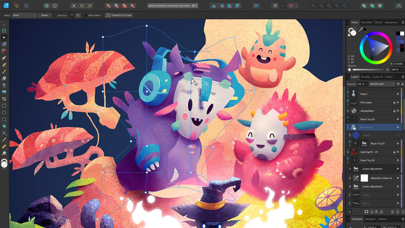 Giao diện của Affinity Designer 2022