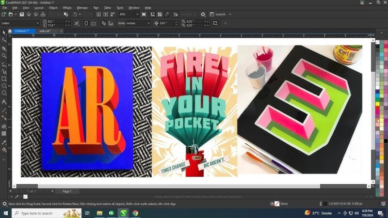 Thiết kế chữ 3D trên Corel Draw 2025 