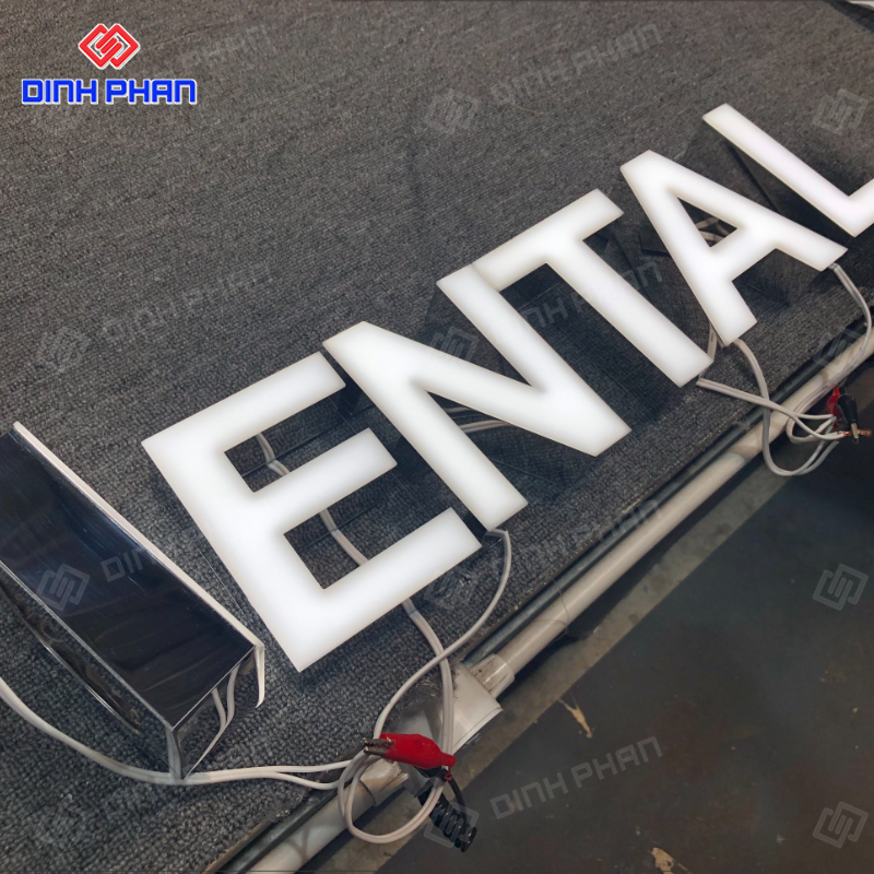 Chữ inox dán mica