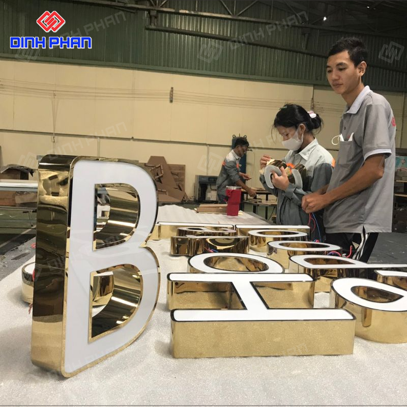 Chữ inox mặt mica hút nổi