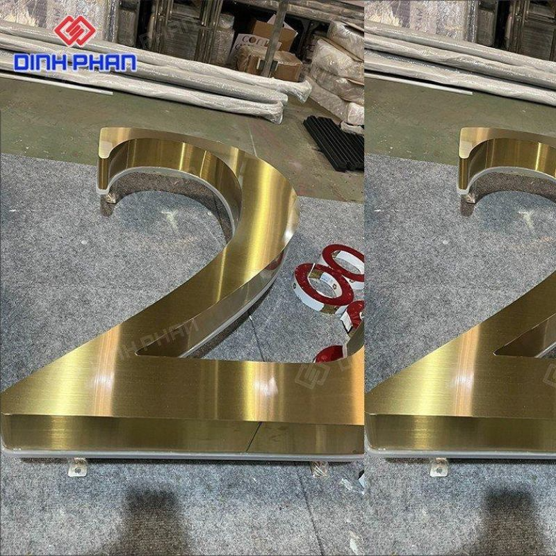 Chữ nhôm vàng xước