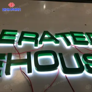 Chữ inox hắt sáng chân